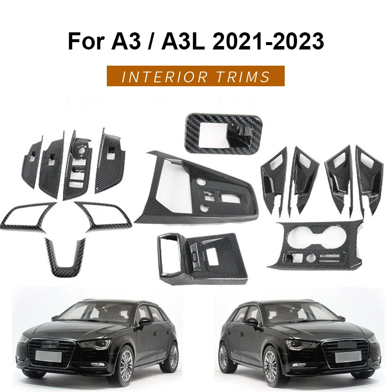 

For Audi A3 8Y A3L S3 2021 2022 2023 2024 LHD Car Carbon Fiber Dashboard Steer Wheel Door Bowl Panel Frame Interior Modification