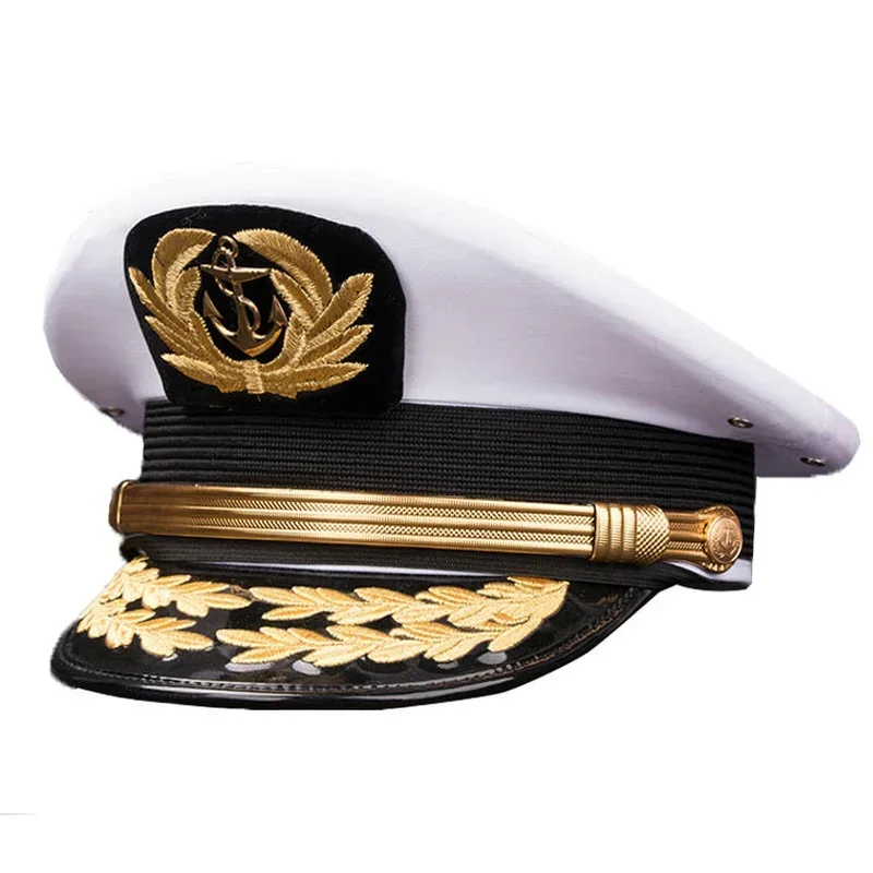 

Naval Captain Hat Sailor Gorros White Officer Cap Seaman Yacht Boat Ship Costume Accessories