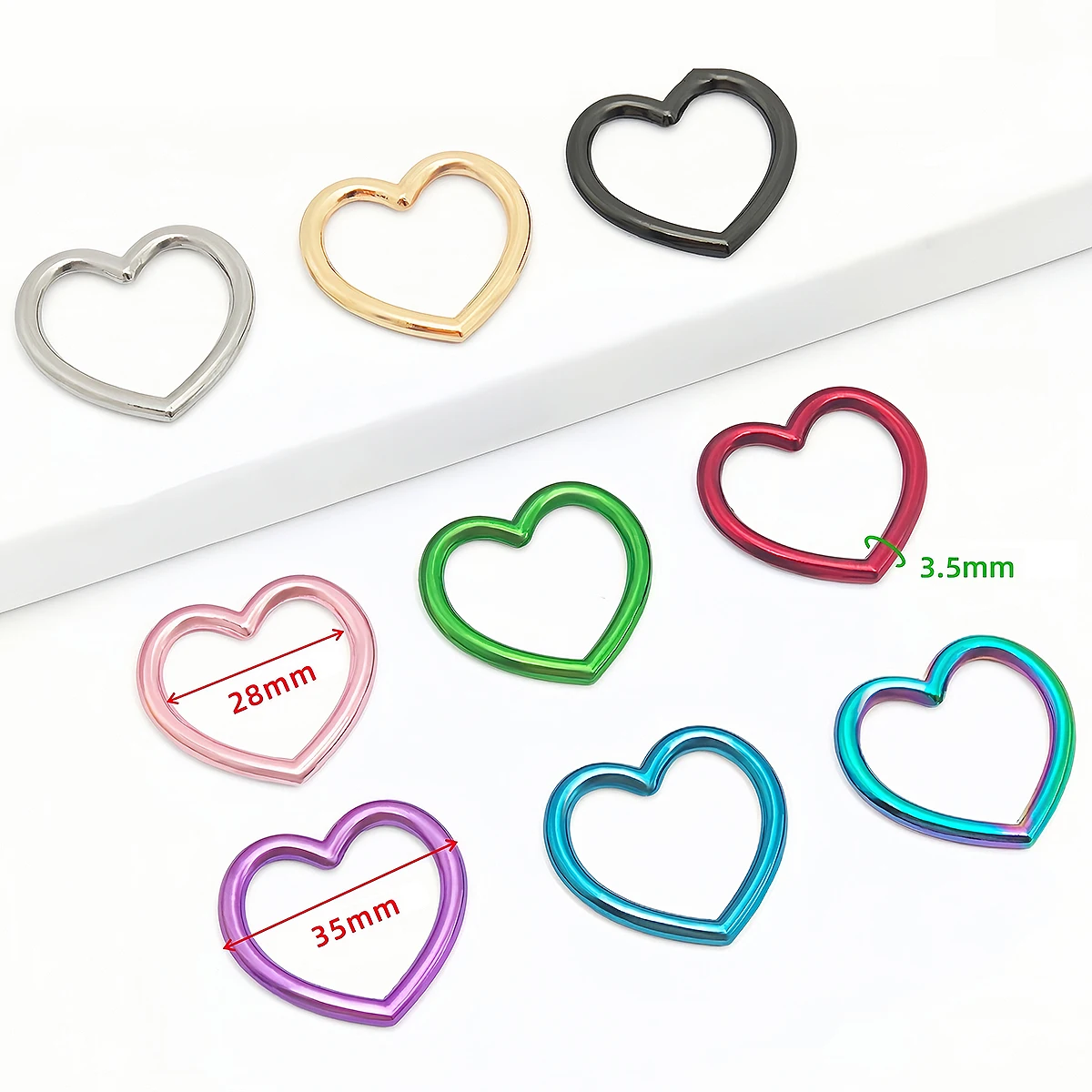 3 Stück Metallschnallen für Taschenriemen, bunte O-Ringe, herzförmige, kreisförmige Ringe, Gürtelverbinder, runde Schnallen, DIY-Bastelzubehör. – Detail 2