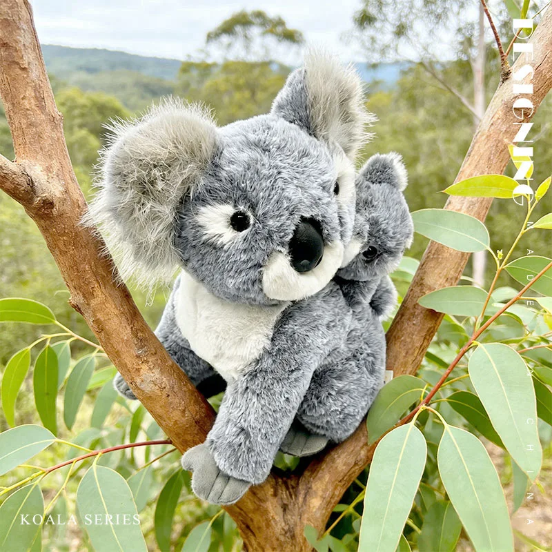 

﻿ Милая, очаровательная, реалистичная плюшевая игрушка коала, мягкая кукла-симуляция коалы-мамы с детенышем, детская игрушка, подарок на день рождения для мальчика