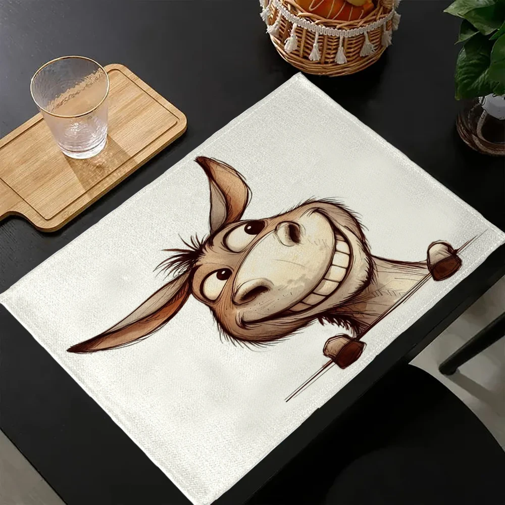 

Funny Donkey Print Placemat, Durable, Heat-Proof & Washable, Home Dining Table Mat