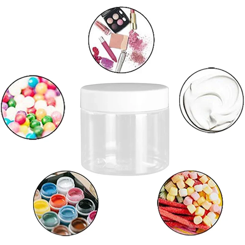 20Pcs/Lot 200ml Clear Plastic Jars with Lid Wide-Mouth Storage Jars For Candy Dried Fruit Seasoning Empty Cosmetic Containers