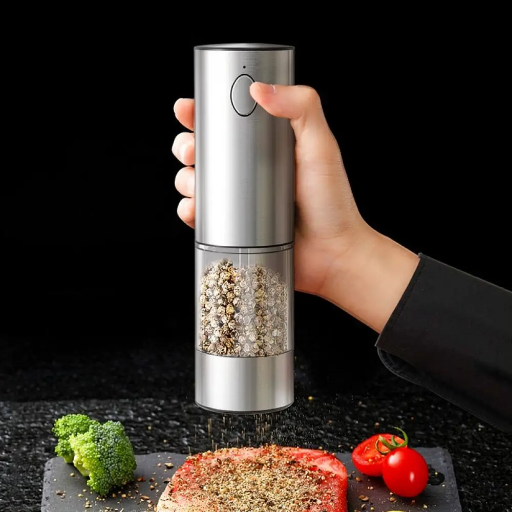 Electric Salt And Pepper Grinder Stainless Steel Automatic Spice Mill Kitchen Tool For Seasoning Cooking Gadgets Rechargeable