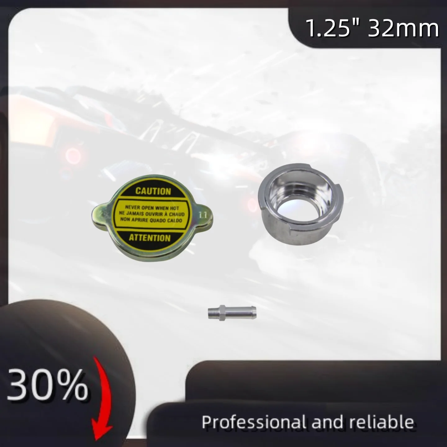 

1.25" 32mm ID Aluminum Weld On Radiator Filler Neck+Overflow pipe+1.1 Bar Cap