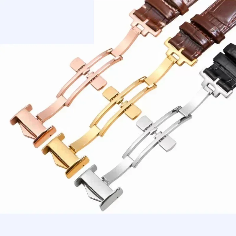 Stainless Steel Butterfly Buckle for Longines Master Leather Watchband Deployment Folding Clasp Watch Accessories 12 14 16 18mm