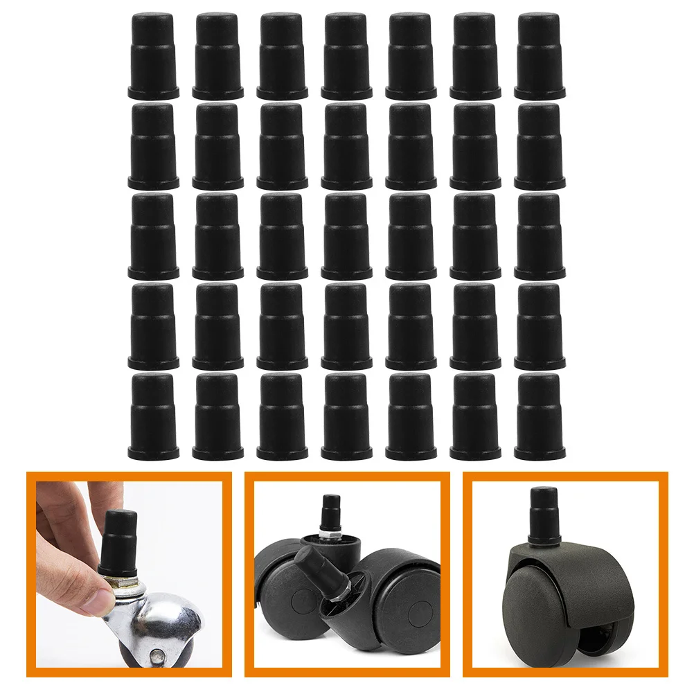 

35Pcs Caster Sockets Small Stem Sleeves ABS Wear Resistant Furniture Chair Legs Stem Inserts Replacement Caster Socket