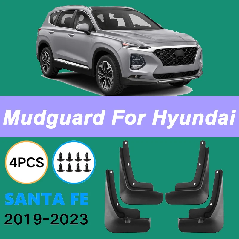 

For Hyundai Santa Fe 2019-2023 Automotive Mudguard Waterproof Prevent Mud Splashing Car Mud Flaps Fender Trim 4pcs Accessories