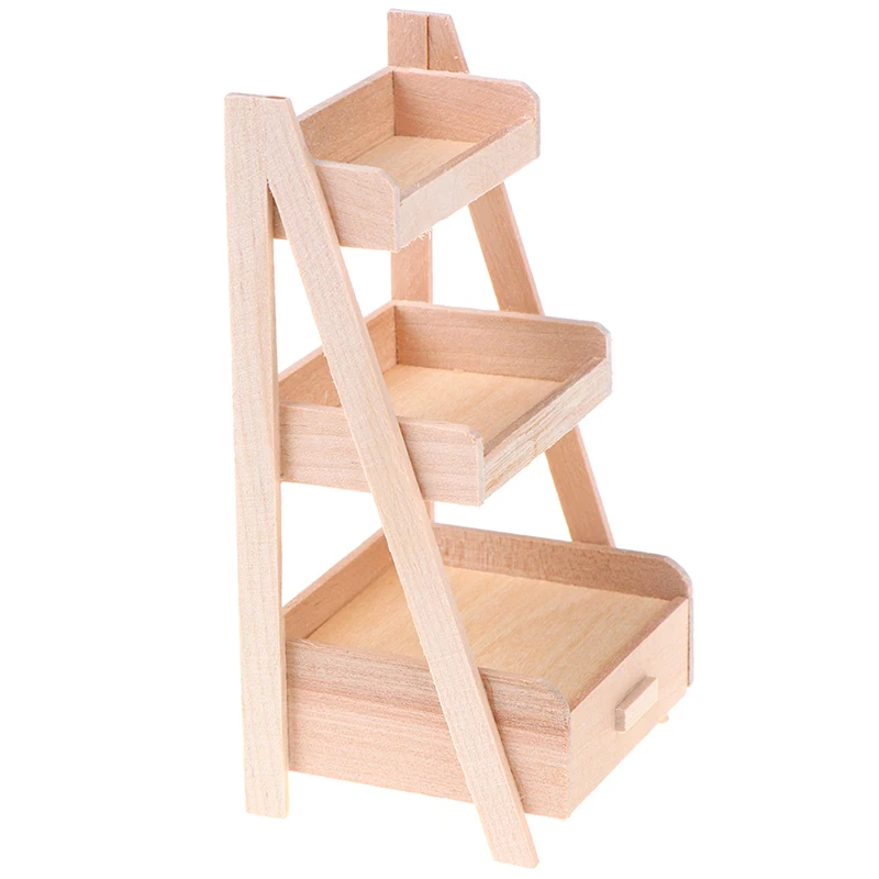 1:12 New Dollhouse Wood Shelf Flower Stand Mini Furniture Model Toys