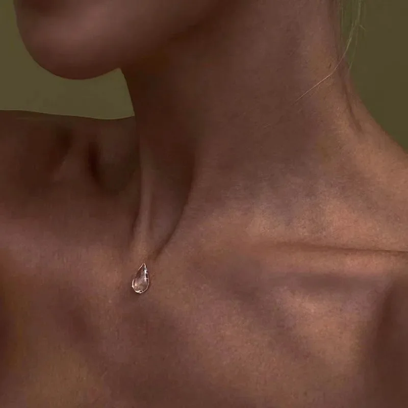 Simple Transparent Water Drop Clavicle Chain Thin Rope Beaded Tassel Earrings Necklace Bracelet Women Niche Personalized Jewelry image 4