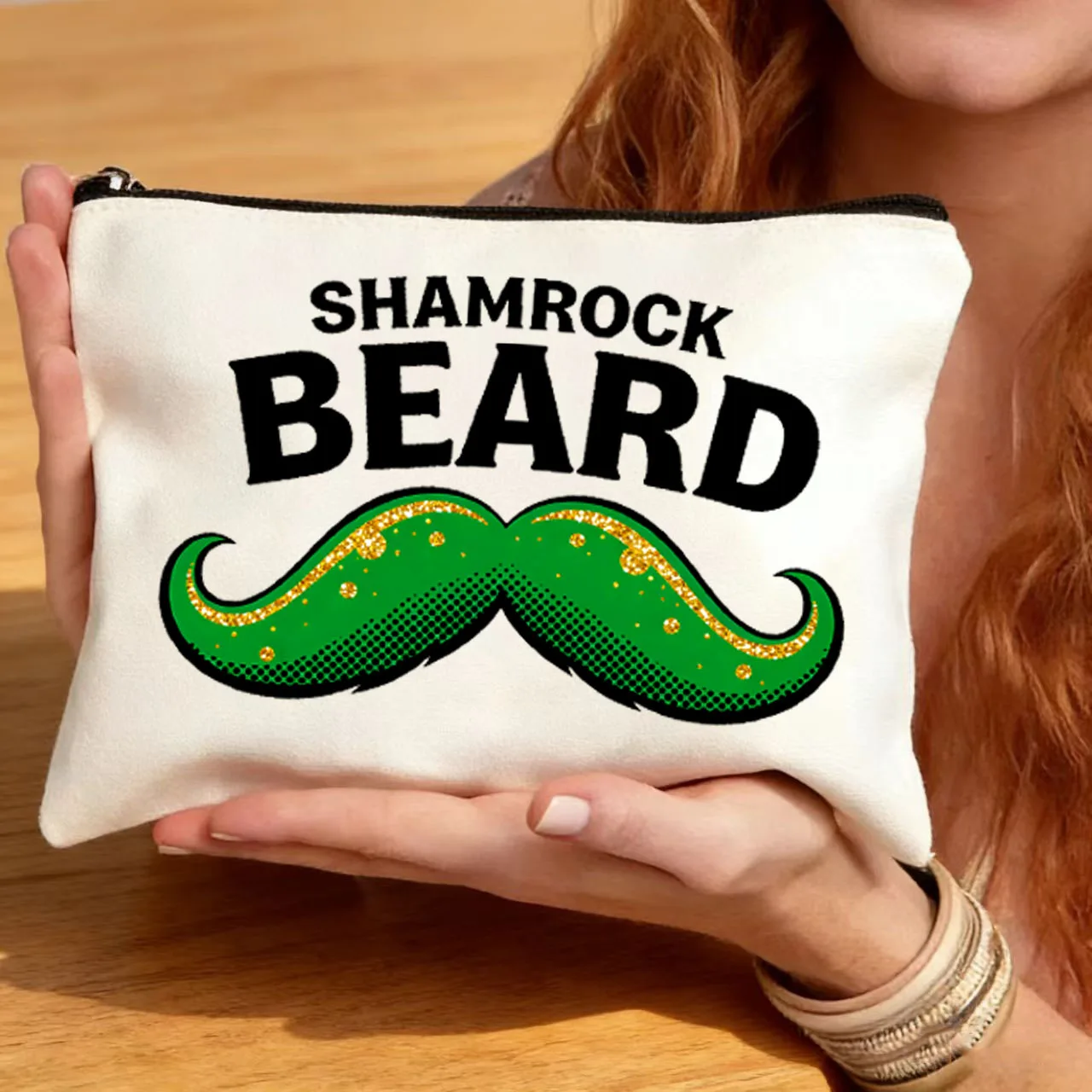 

1Pc St. Patrick's Day-themed storage bag, coin purse, key case, hand-held multi-functional canvas bag