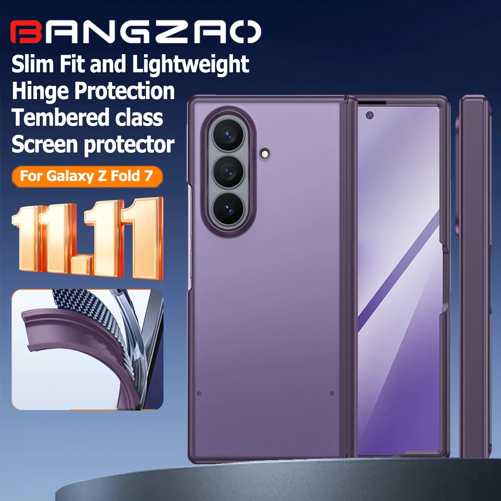 

Глобальный карнавальный фестиваль, для Galaxy Z Fold 7, защитная пленка для экрана, защита шарниров, полупрозрачный противоударный защитный чехол-фиолетовый