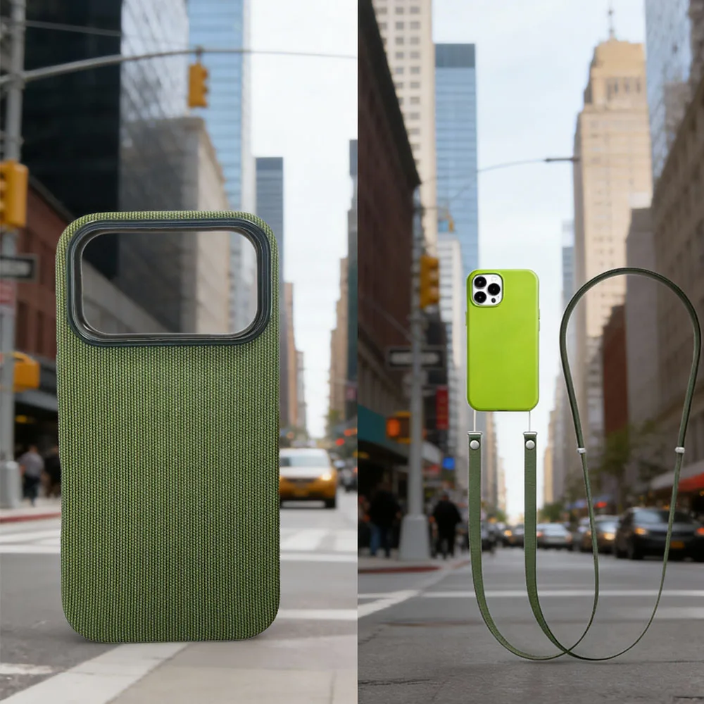 الراقية الرسمية المغناطيسي المنسوجة حزام جراب هاتف آيفون 17 برو ماكس الهاتف Crossbody الحبل ولا شعار جراب هاتف