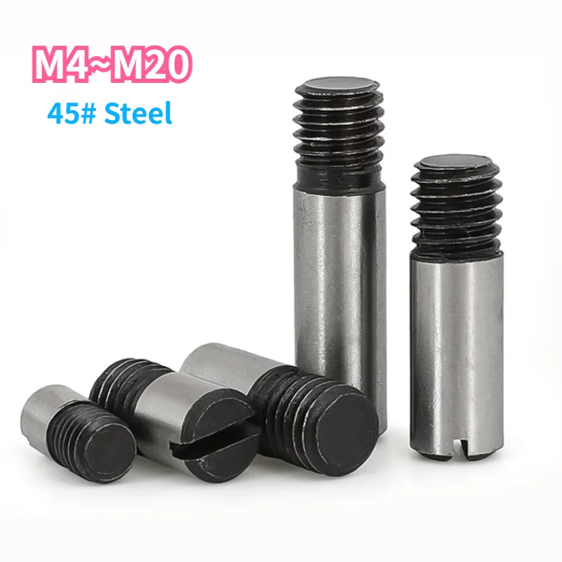45# Steel Outside Thread Solid Dowel Pin Slotted Head Positioning Roll Shaft GB878 M4 M5 M6 M8 M10 M12 M16 M20