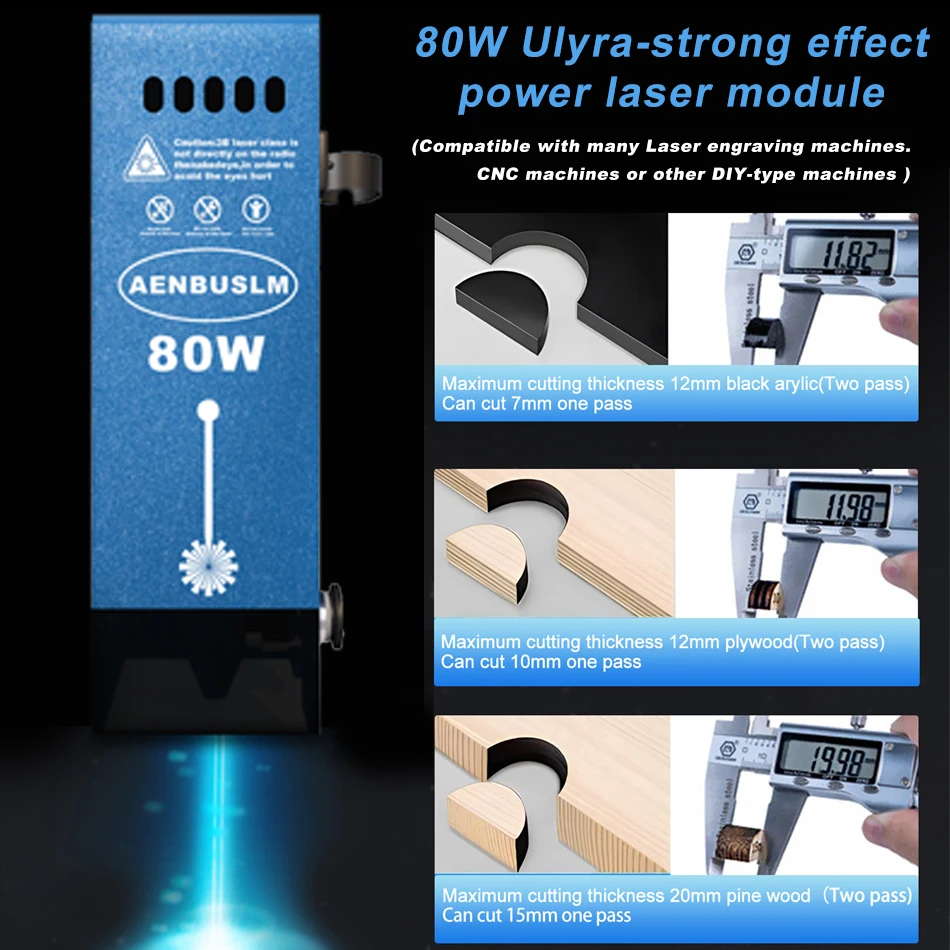 Imagem -05 - Aenbuslm 40w 80w Módulo de Gravação a Laser 450nm Luz Cabeça Escultura a Laser Máquina Corte a Laser Ferramentas para Trabalhar Madeira Acessórios Cnc