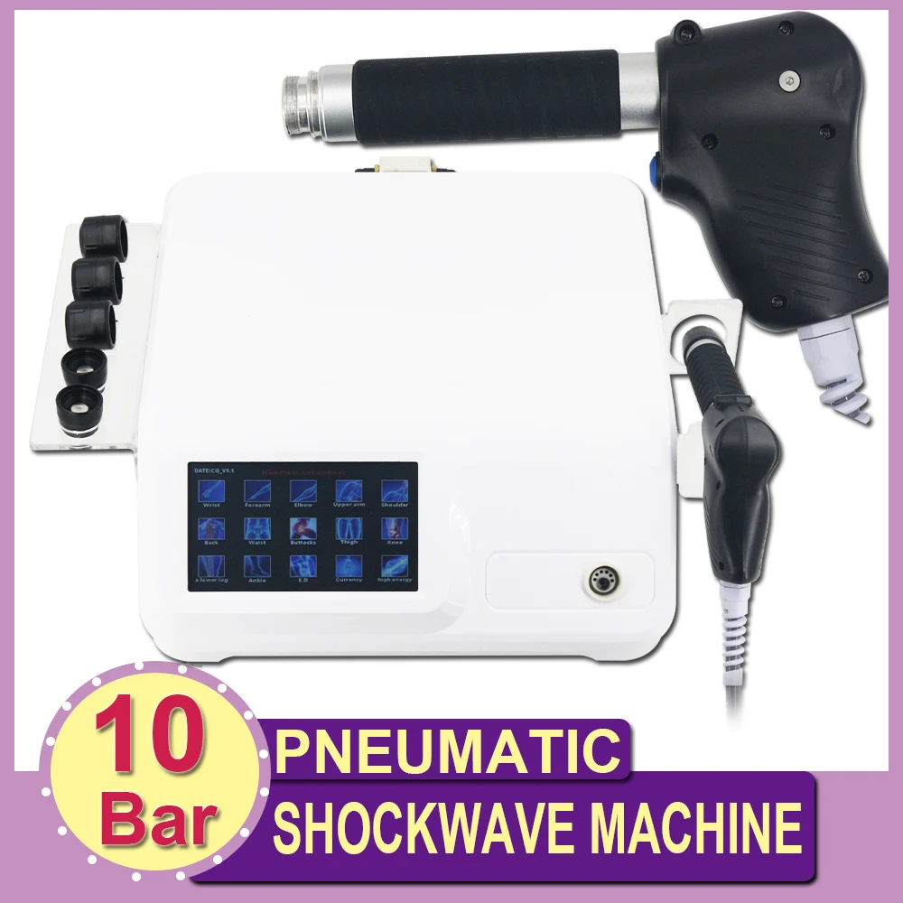 

10Bar Pneumatic Shockwave Therapy Machine Patellar Tendinitis Pain Relief Shock Waves Equipment For Men ED Treatment Profession