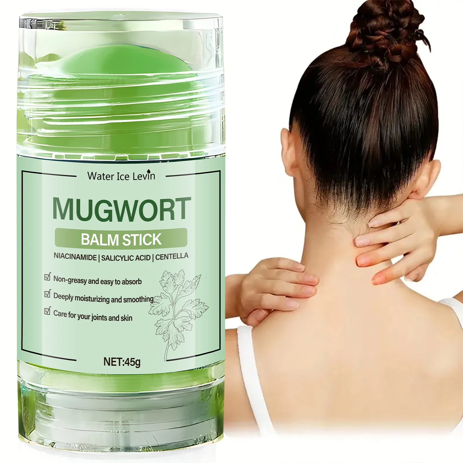 Natural Herbal Mugwort Balm Stick. Non-Greasy Fast Absorption. Joint Skin Care. Soothes Muscles, Nourishes Dry Skin. 45g.