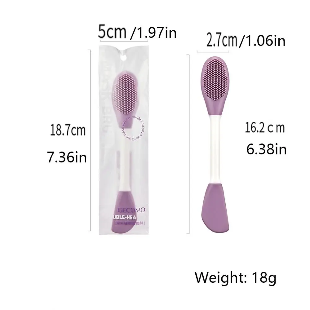 Escova de máscara de silicone de duas cabeças, amigável à pele, dupla utilização, raspador de cabeça macia, limpeza, esfoliante, massagem, escovas de limpeza