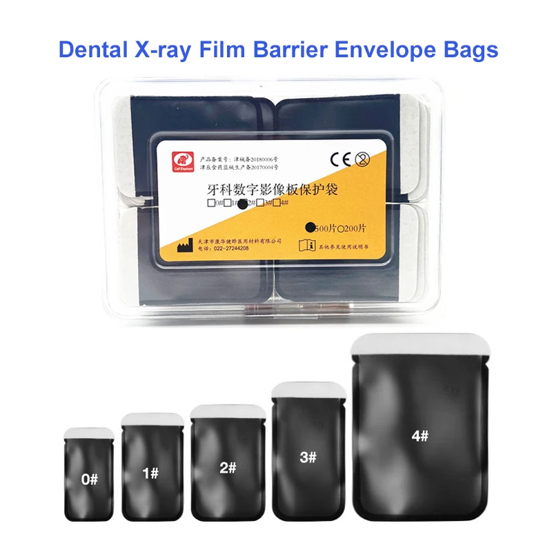 

500Pcs Dental X-ray Film Barrier Envelopes #0 #1 #2 #3 #4 Digital Scan Phosphor Plate Protective Pouch Cover Dentistry Materials