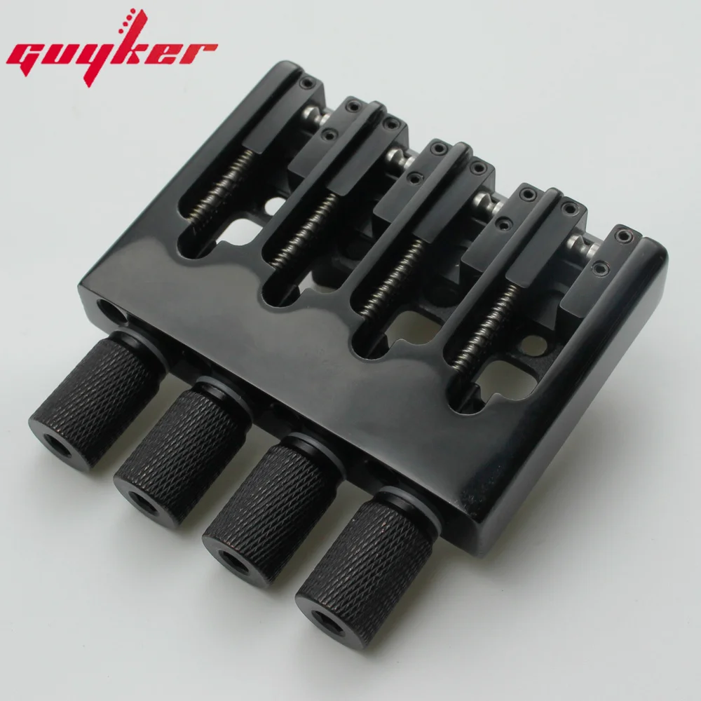 4 String Slightly Adjustable String Spacing Headless Bass Bridge Black Base CNC Processing