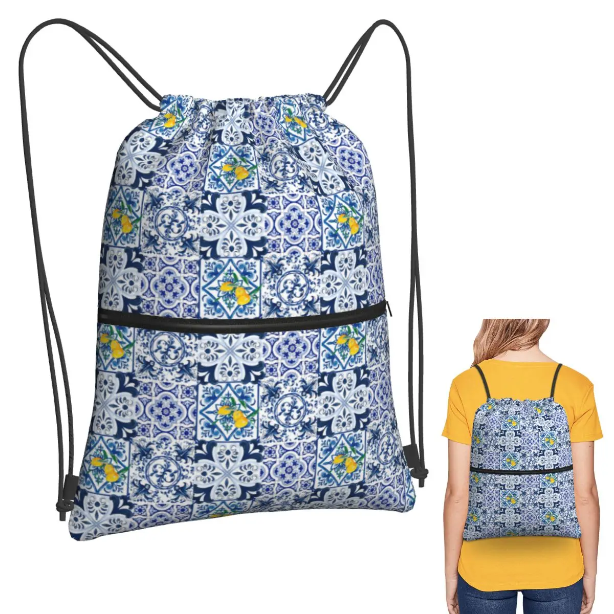 

Sicilian Tiles,mediterranean,mosaic,ornamental Backpacks Portable Drawstring Bags Sundries Bag Book Bags For Man Woman School