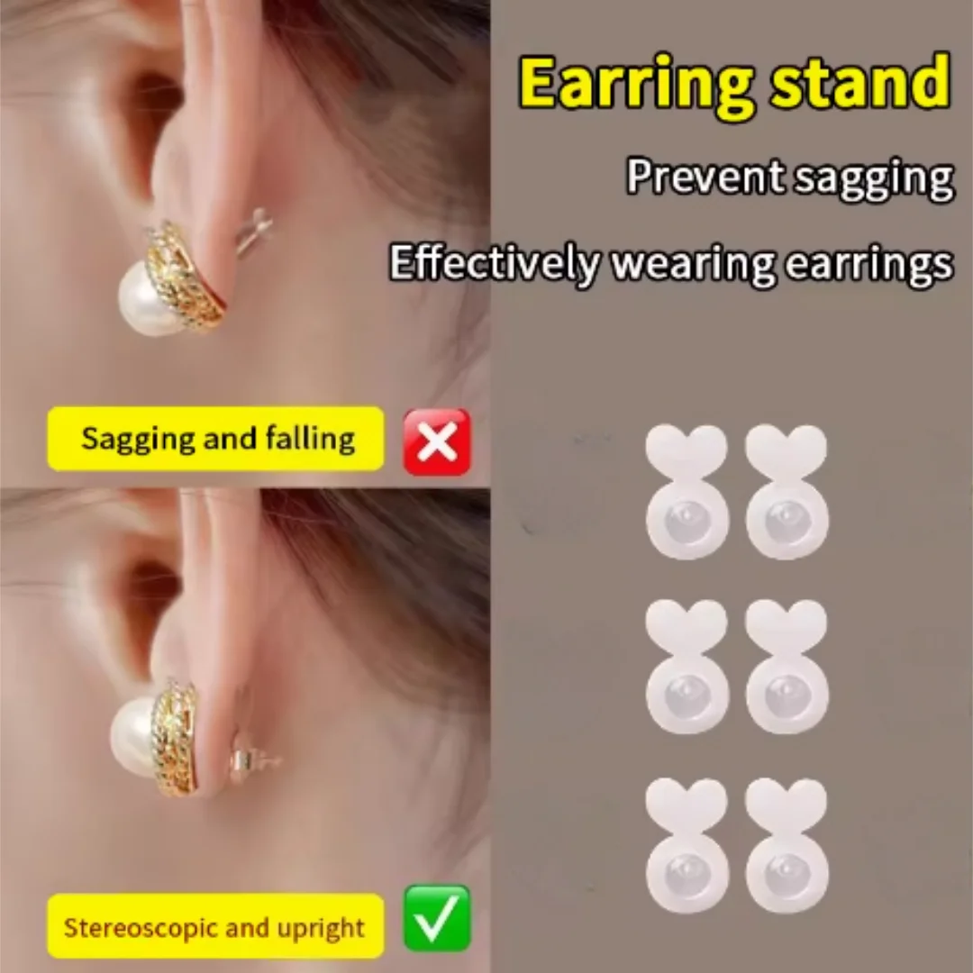 20PCS Heart Silicone Earring Lifters Anti Droop Earring Backs, Support Pads for Heavy Dangle Stud Earrings DIY Jewelry Supplies