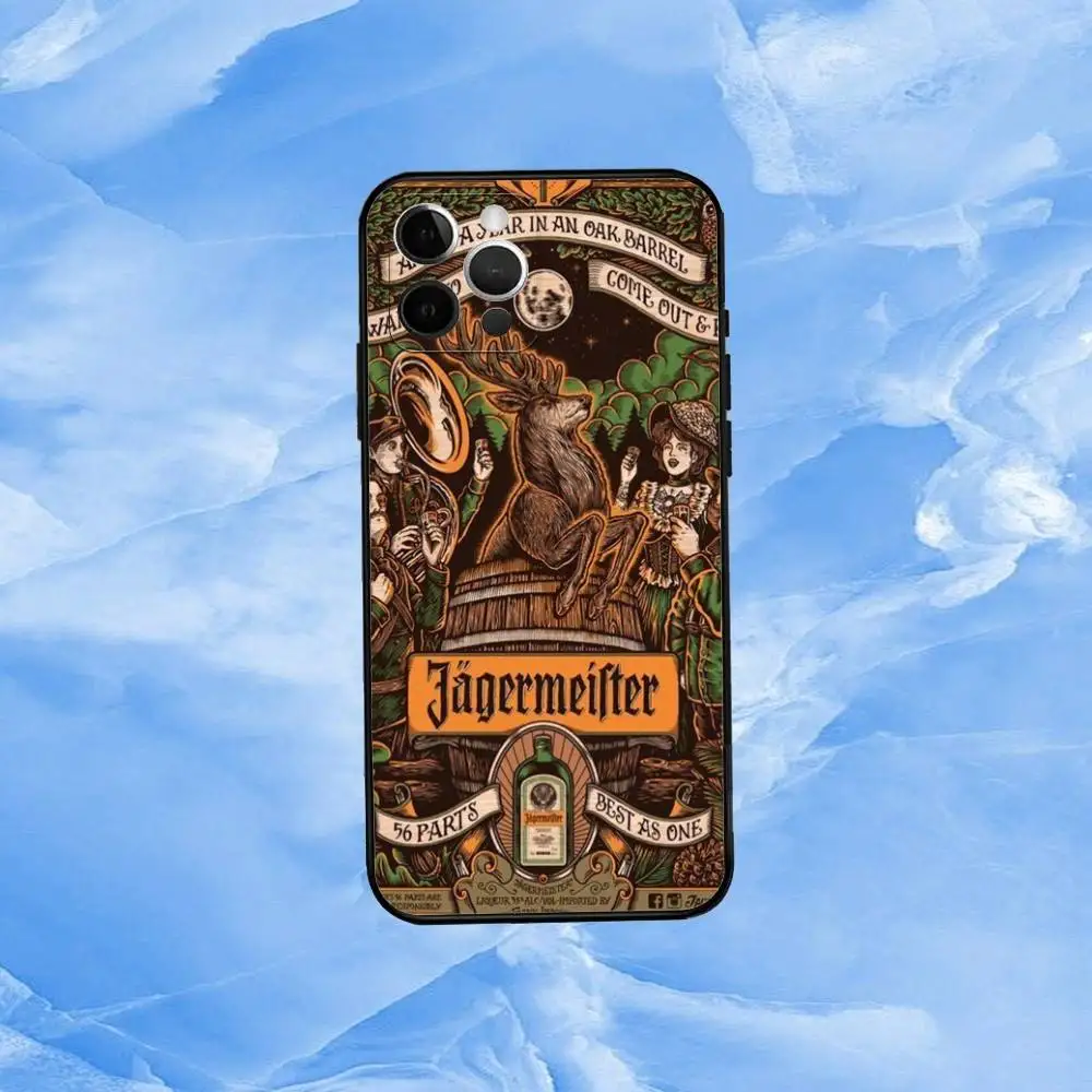 Custodia per telefono H-Hot J-JaegermeisterS per iPhone 17,16,15,14,13,12,11 Plus,Pro Max,XS, cover nera in morbido silicone