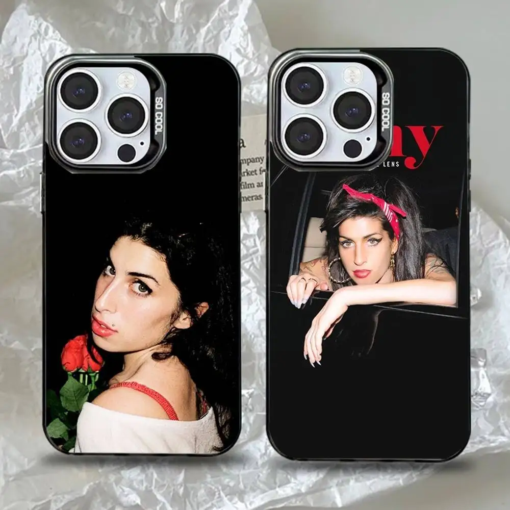 

Singer Amy Winehouse Phone Case For iPhone 16,15,14,13,12,11,Pro,Max,Plus,Mini,XS,SE Anti Fall Black Matte Hard Bumper