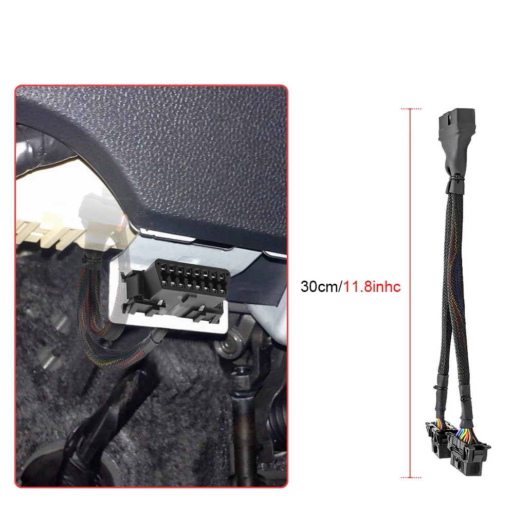 PVC OBD2 1 IN 2 Extension Cable Male to Dual Female 16pin Adapter for Auto Diagnostic Tool ELM327 OBD 2 Extender Adapter