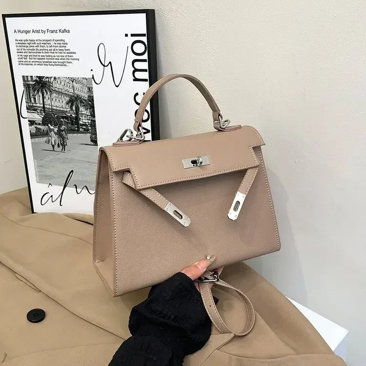 

PU Leather Magnetic Snap Closure Structured Top Handle Crossbody Bag-Office Chic&Evening Events Essential with Adjustable Strap