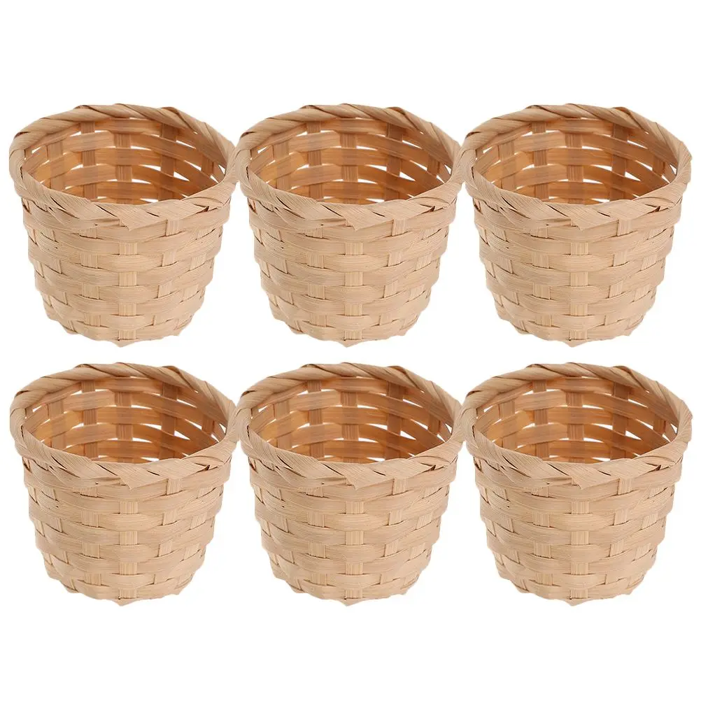

10 Pcs Mini Baskets Handmade Desk ganizer Storage Bamboo Storage Basket Desk Serving Baskets Kitchen Decor Style