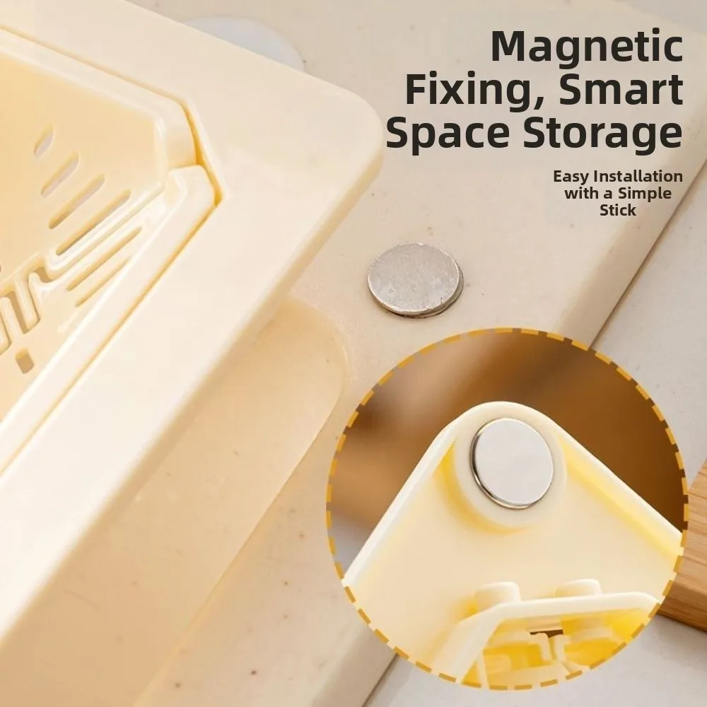 Cestello per lavello triangolare, filtro per rifiuti da cucina creativo staccabile, autopulente, ripiano in spugna per sapone con un clic