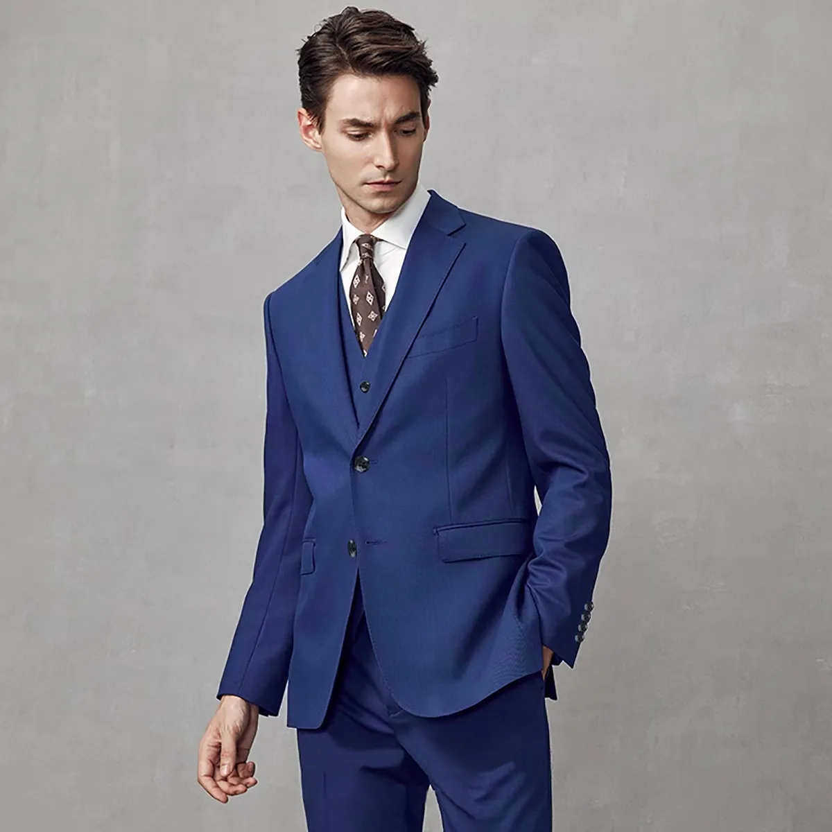

New men's solid-color business suit - 2026 high-quality fashionable banquet, wedding, groom and best man 3-piece set