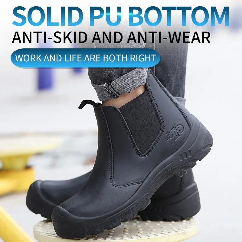 

DurableLabor Boots Men's Smash-proof Stab-proof Ladle Waterproof Oil-resistant Pure Leather Safety Shoes