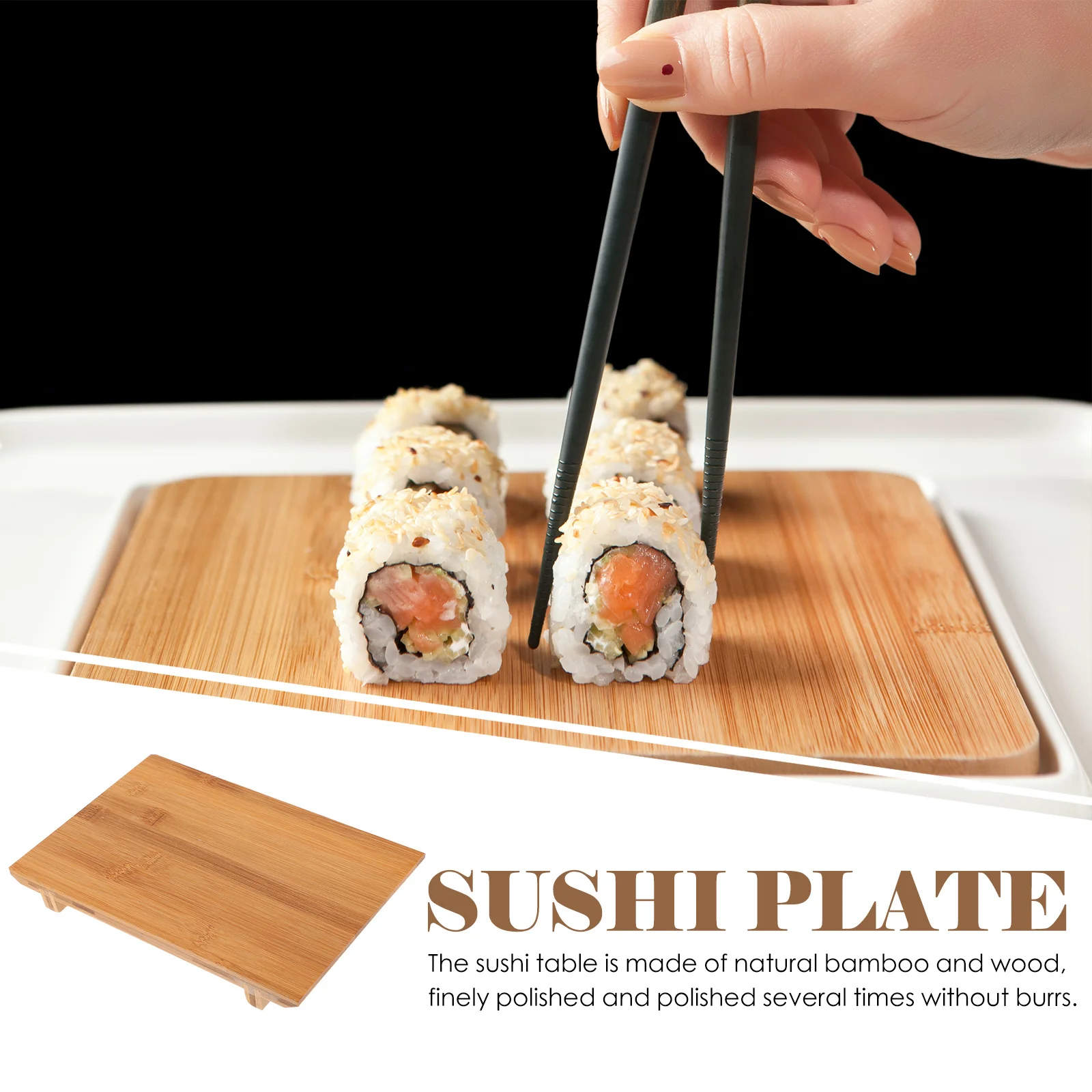 

Bamboo Sushi Plate Handmade Sashimi Tray Serving Dish Multipurpose Food Tray for Party Catering Sushi Serving Dish