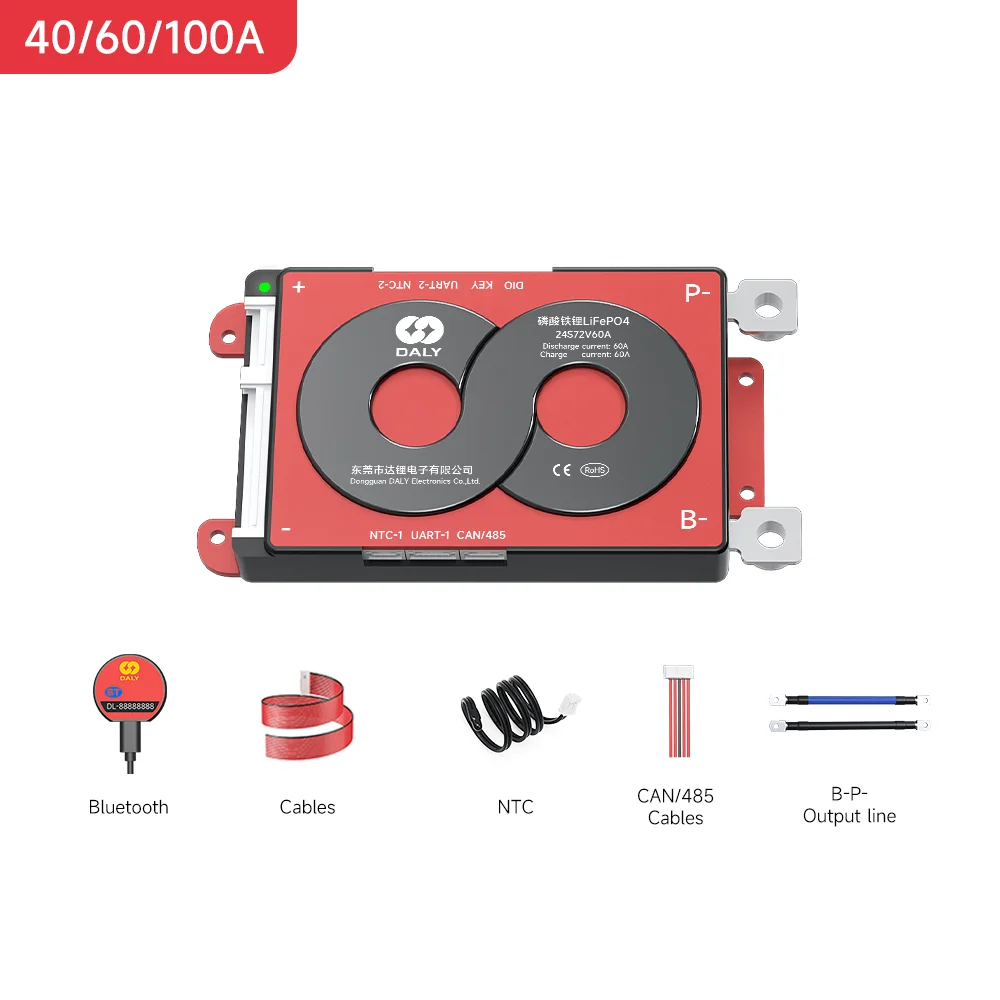 DalyBMS Smart Bluetooth Application BMS 40A For Lifpo4 4S 12V 8S 24V 16S 48V Li-ion 3S 12V 7S 24V Lithium 18650 Battery