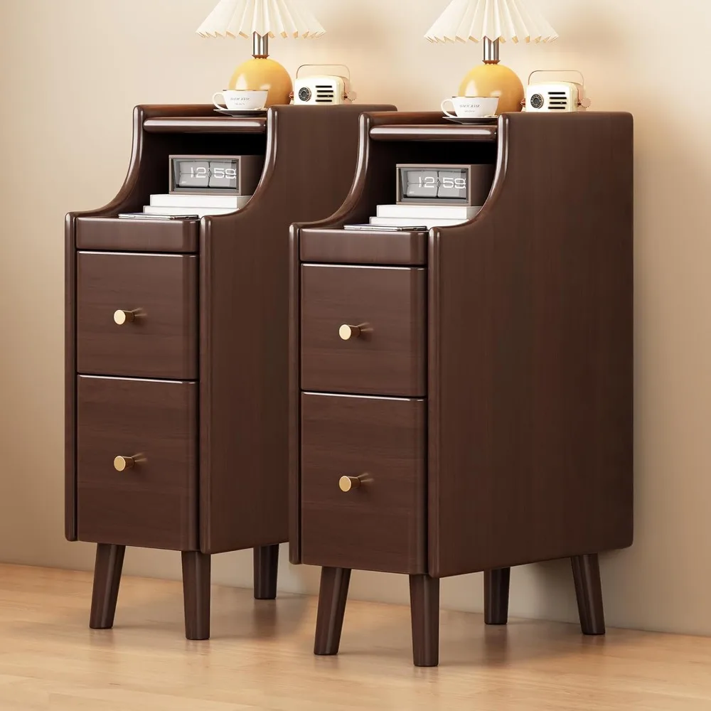 

nightstand set of 2, bedside table with drawer and shelf, modern end table for bedroom, storage nightstand with easy assembly, f