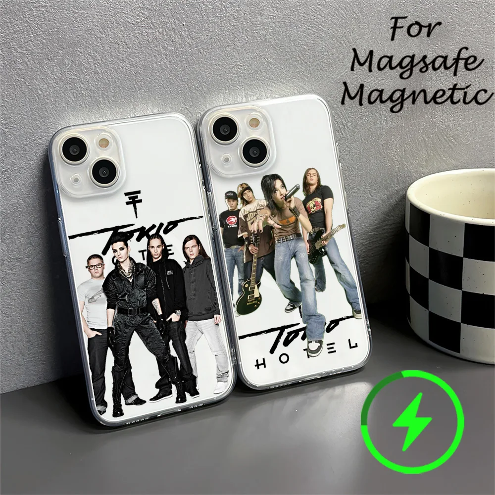 T-Tokios Hotel Hot Band Phone Case For IPhone 15 14 13 12 11 Transparent Magnetic Suction Cover