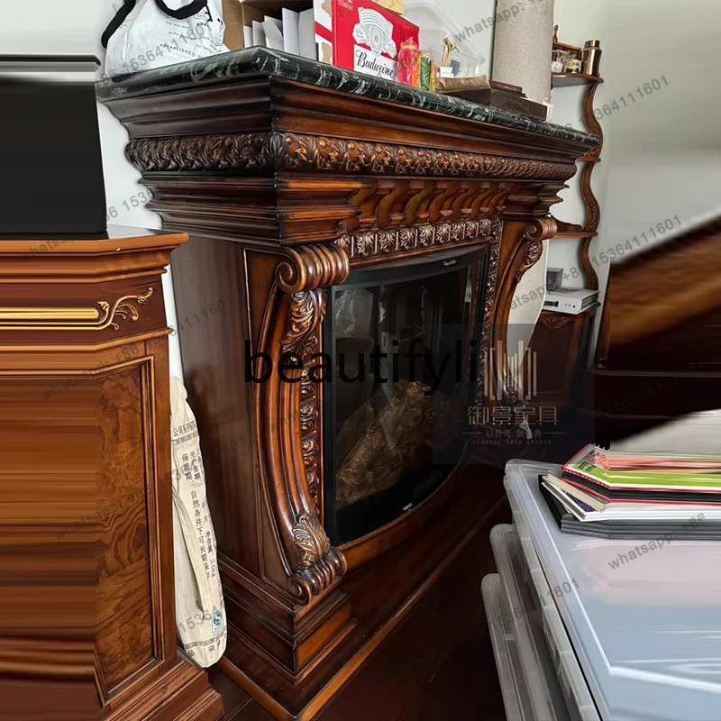 American solid wood mantel European villa decorative cabinet retro and old stove cabinet
