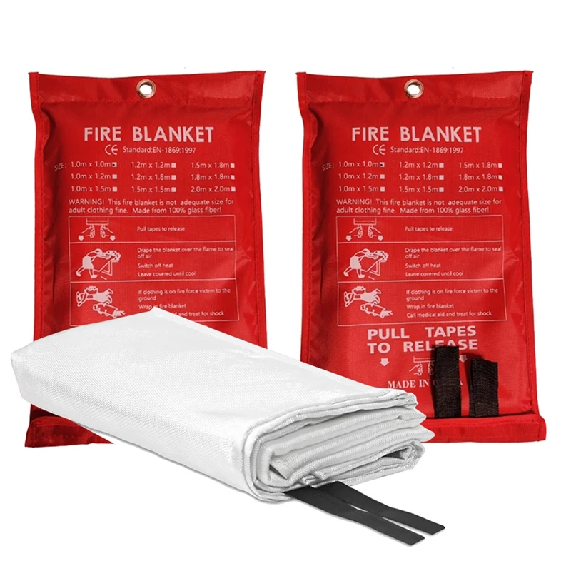 2PCS Emergency Fire Blanket, Fire Blanket, Fire Suppression Blanket For Kitchen, Grill, Fireplace (39.4Inch X 39.4Inch)