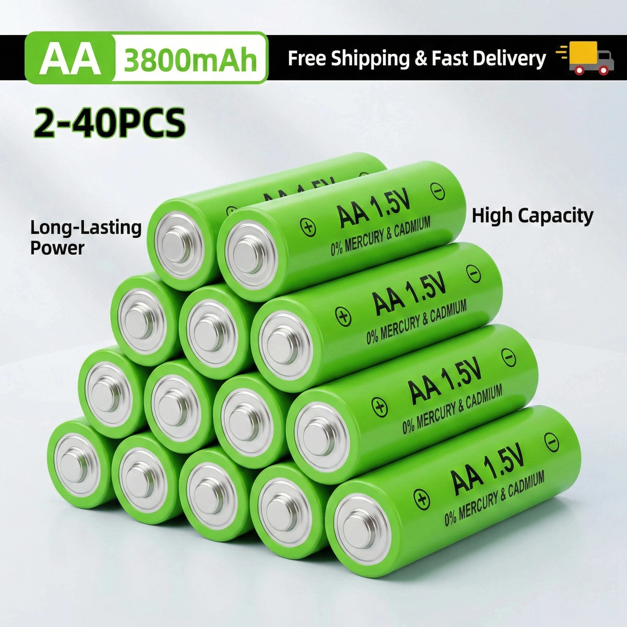 2-40Pcs 1.5V Aa Rec…