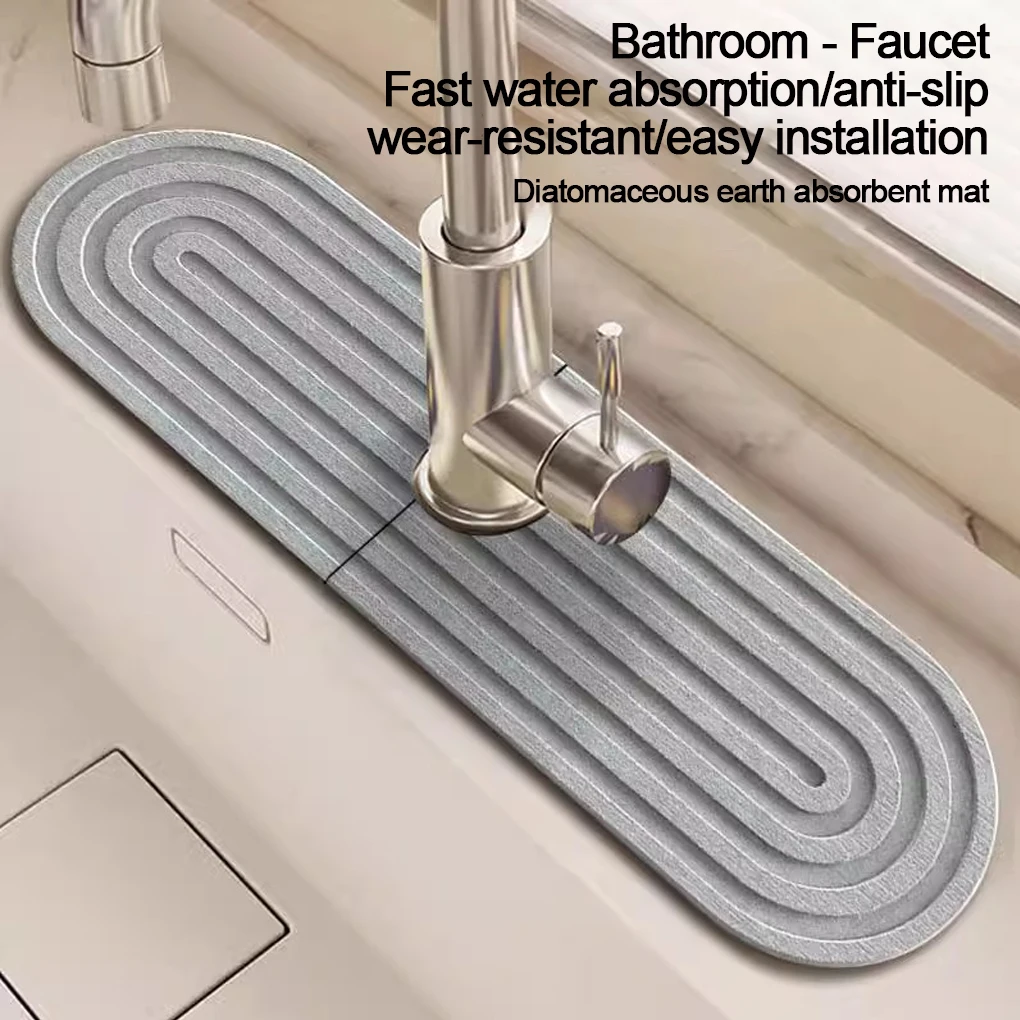 

Faucet Mats for Kitchen Sink Water Absorbent Stone Sink Tray Fast Drying Sink Faucet Diatomite Mats for Bathroom Counter