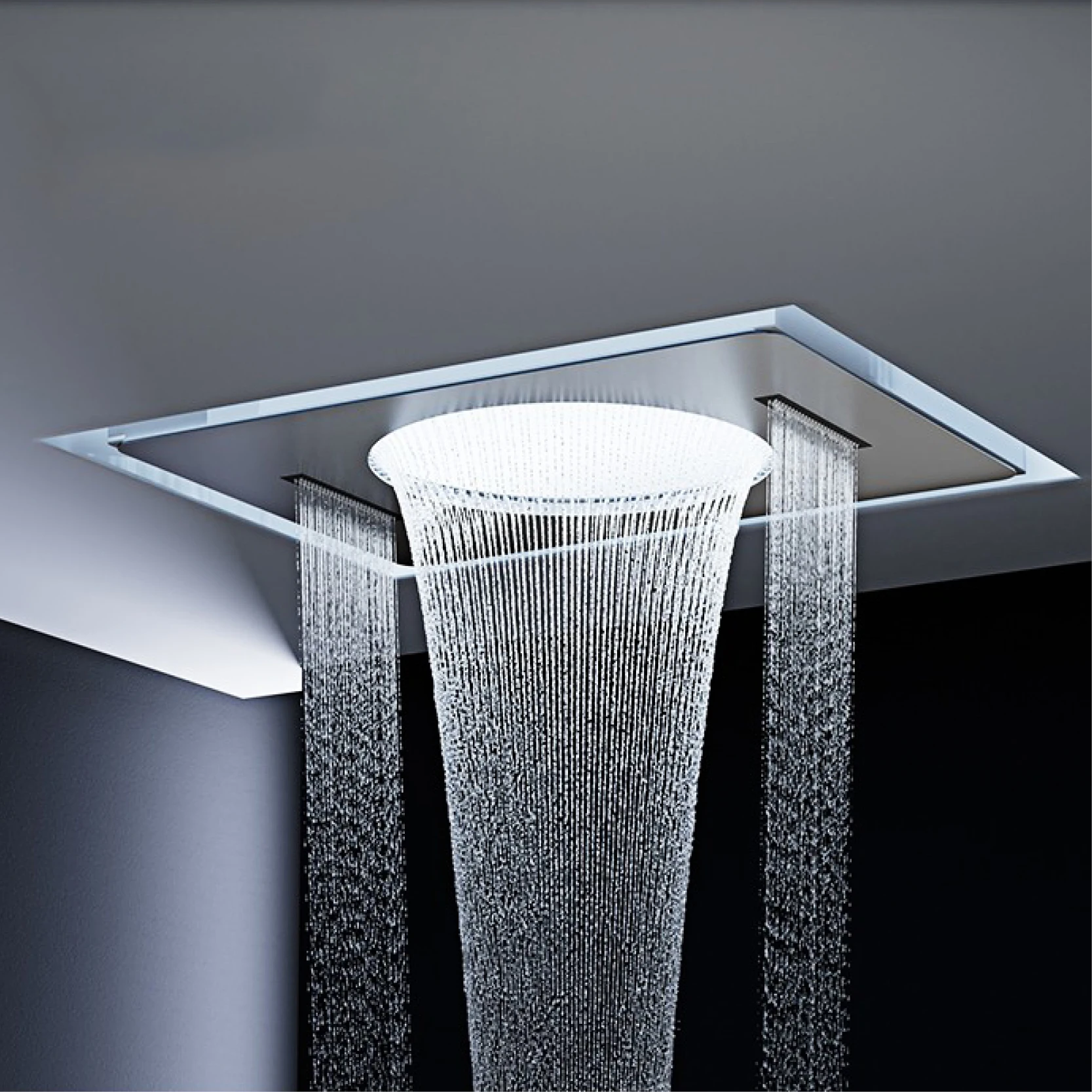 Enorme arma cinza latão teto temperatura constante sistema de chuveiro luz, display digital led embutido misturador do banheiro água fria e quente