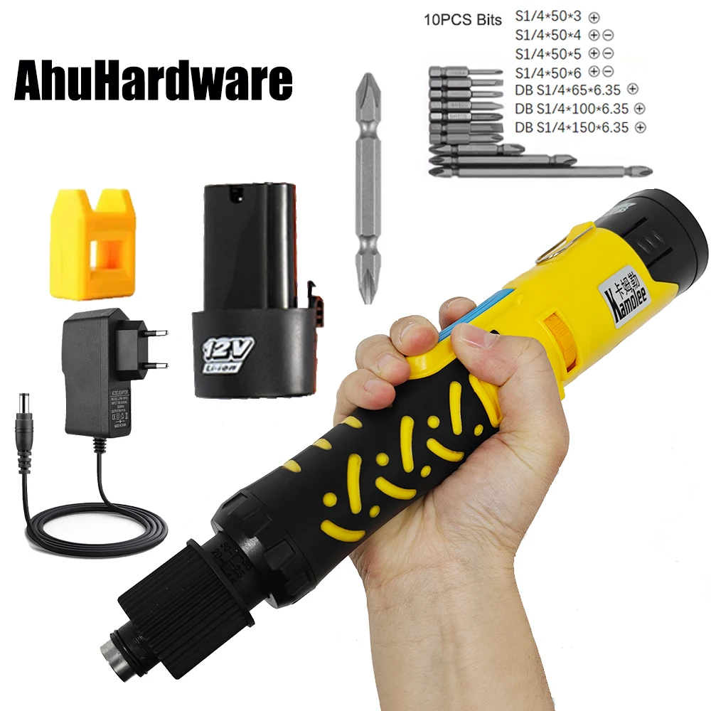 AhuHardware Rechargeable Electric Screwdriver kit Drill Electric Screwdriver 1200rpm Lithium-Ion Battery Electric Screwdriver