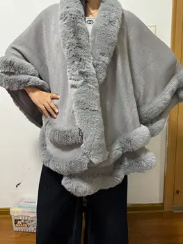 2024 Women 2 Circle Wraps Long Faux Rabbit Fur Cape Poncho Winter Loose Thick Warm Shawl Outerwear Knitted Cloak Overcoat 6 2024 Women 2 Circle Wraps Long Faux Rabbit Fur Cape Poncho Winter Loose Thick Warm Shawl Outerwear Knitted Cloak Overcoat 6