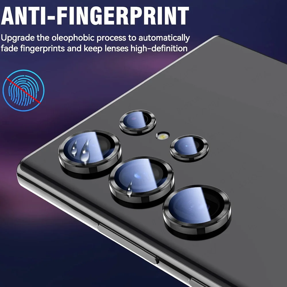 For Samsung S24 S23 S22 Ultra Plus FE Case Curved Clear Tempered Glass Back Camera Cover Lens Ring Funda
