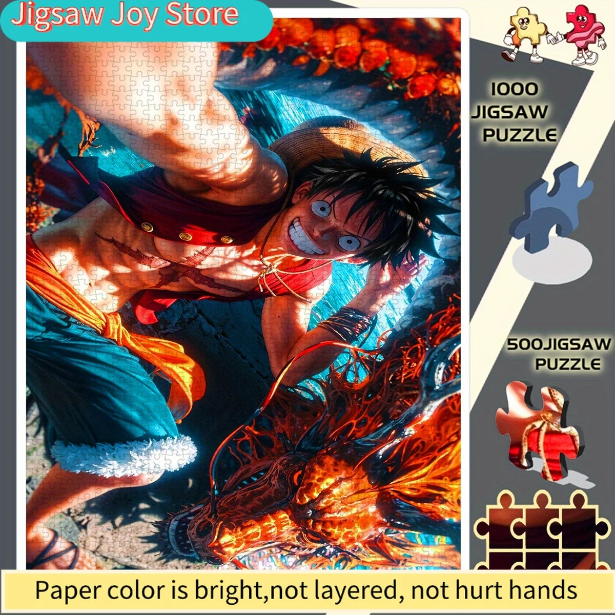 

Бумажный пазл «Луффи: Селфи с драконом у моря» в стиле аниме — идеальный выбор для любителей безрамочных пазлов — развивающая головоломка