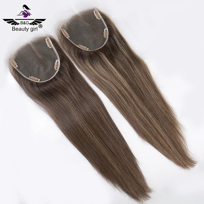 

Baldness Help Lace Frontal Closure With Clips Toupee With String Dark Brown Highlight Transparent Hd Lace Topper