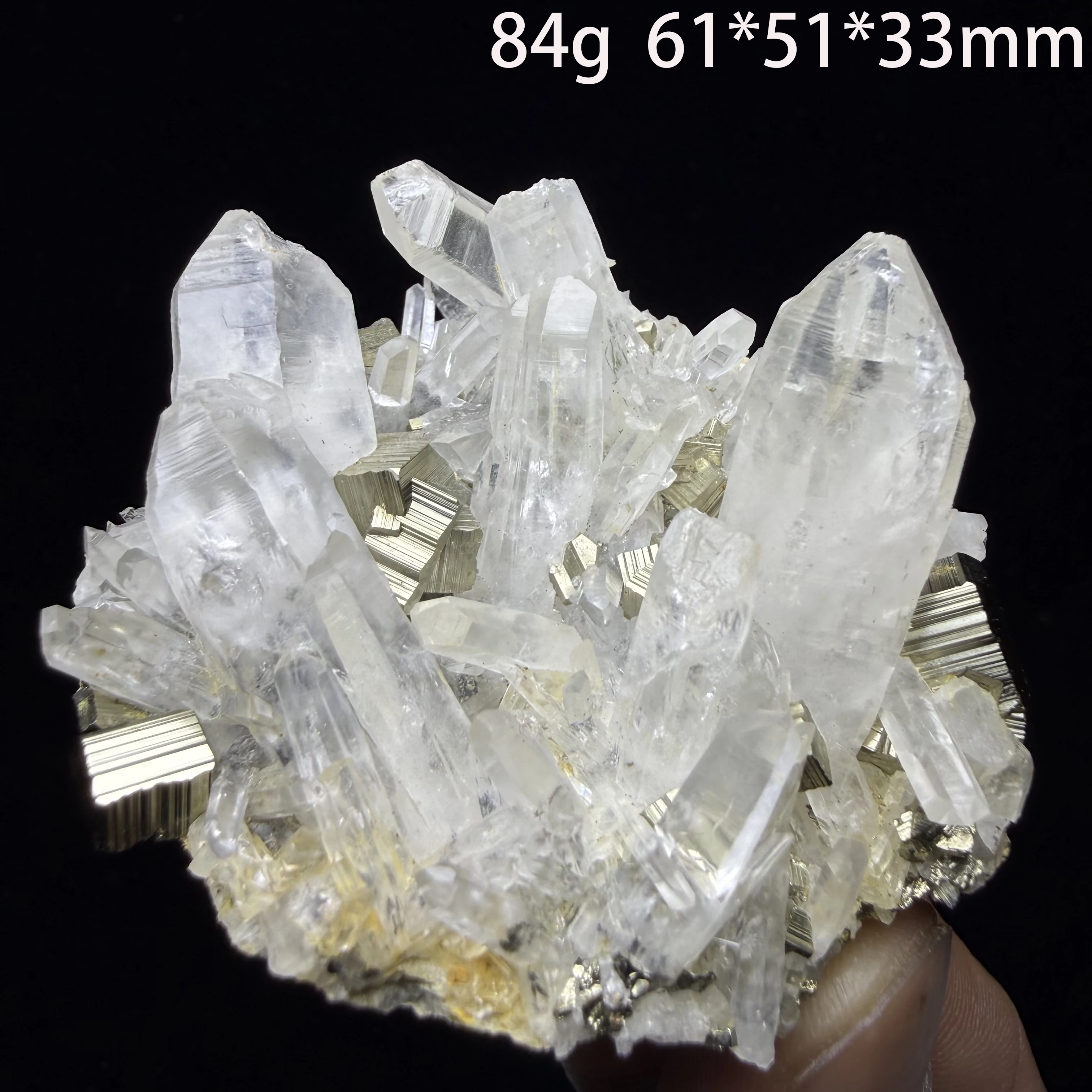 Cristal de Cuarzo con Pirita Natural, Espécimen Mineral, Pirita Rara en Cuarzo, Colección de Cristales Curativos, Adorno para el Hogar A3-2-12