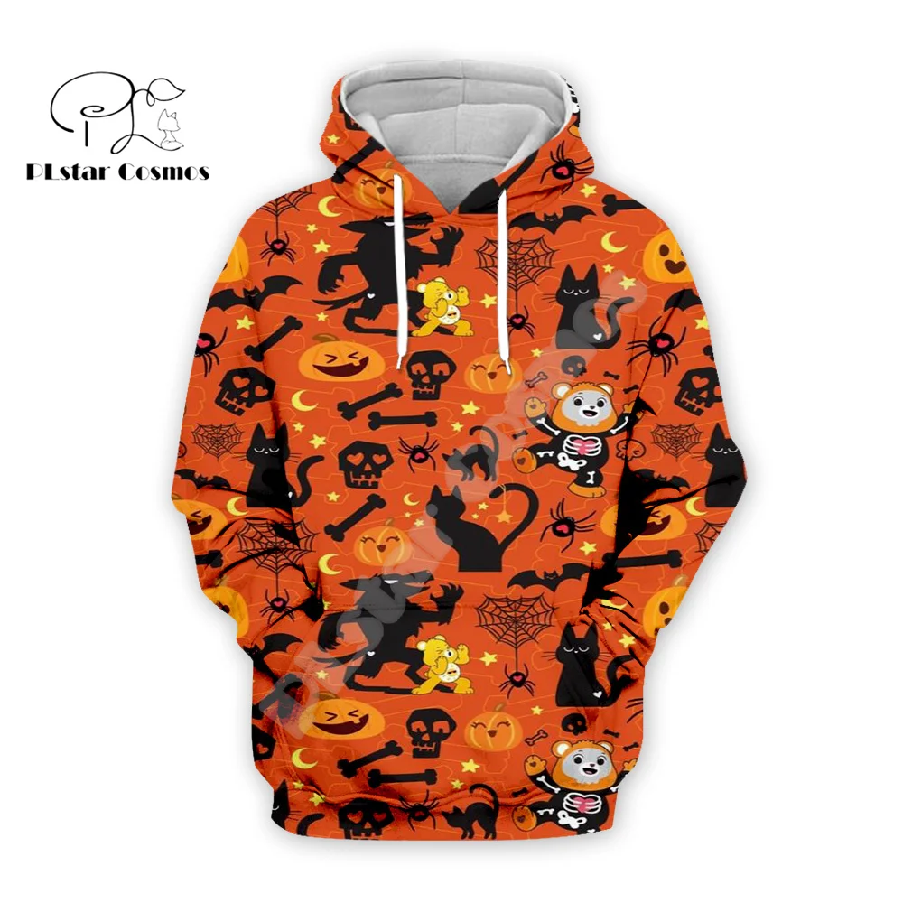 Halloween Pumpkin Skull Ghost Tattoo Retro Colorful Tracksuit Harajuku Pullover 3DPrint Streetwear Casual Jacket Funny Hoodies J