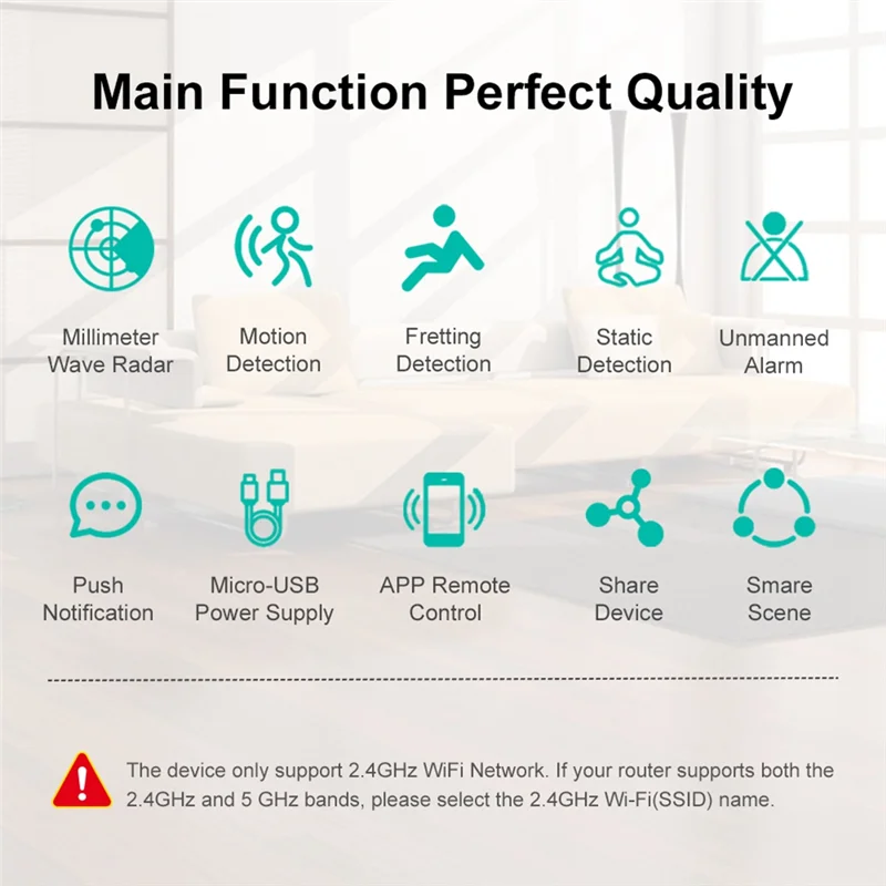 A41T Tuya Human Presence Sensor 24G Human Presence Millimeter Wave Radar Sensor Light Sensing